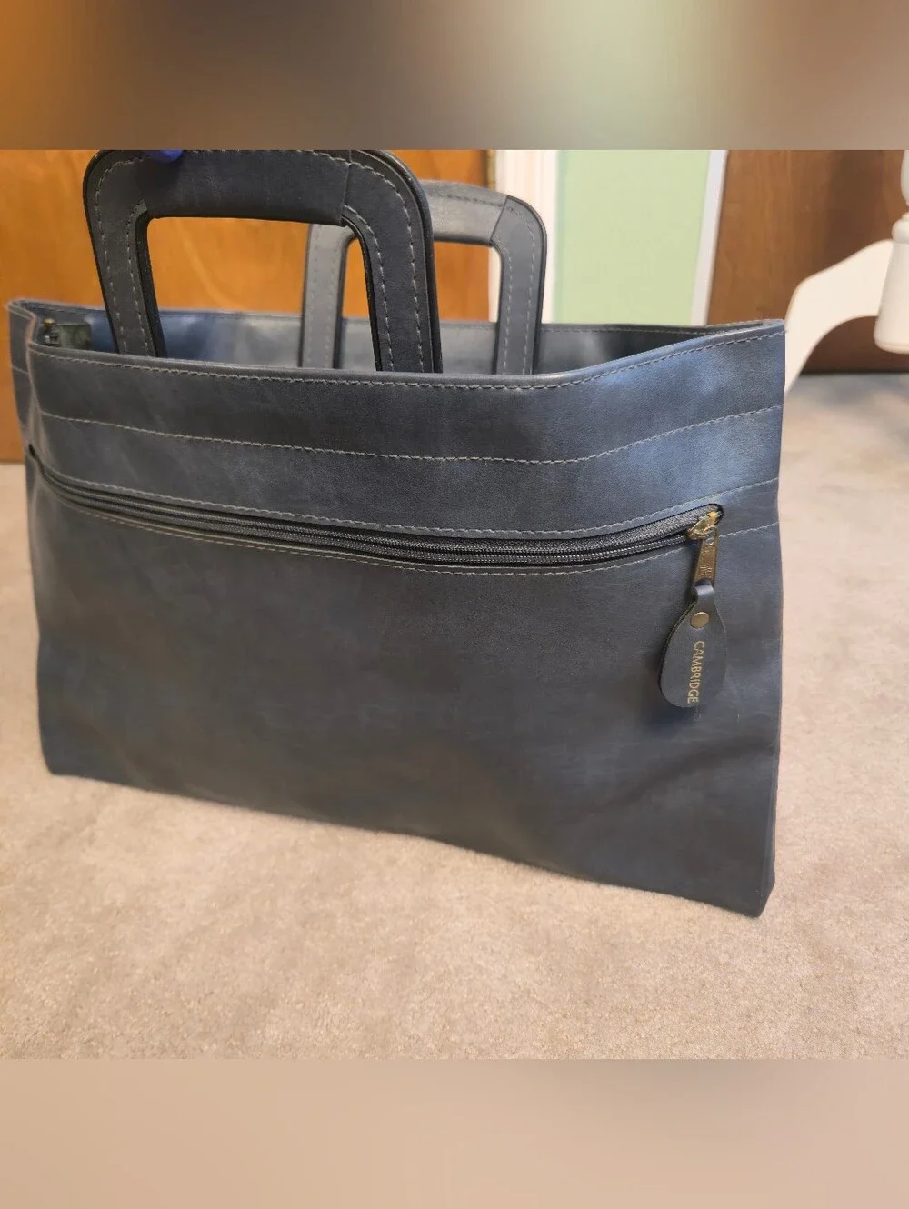 Cambridge Gray Portfolio   Side Zipper Pocket ,Retractable Handles